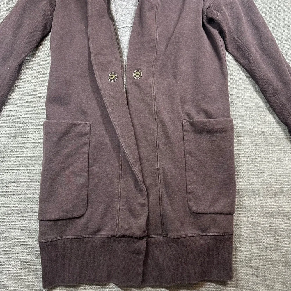 Lululemon Hooded Wrap Cardigan Womens 6 Brown Longline Fleece Thumbhole